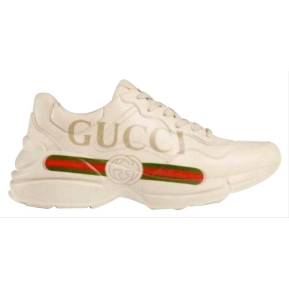GUCCI Rhyton logo printed leather sneakers - Picture 1 of 11